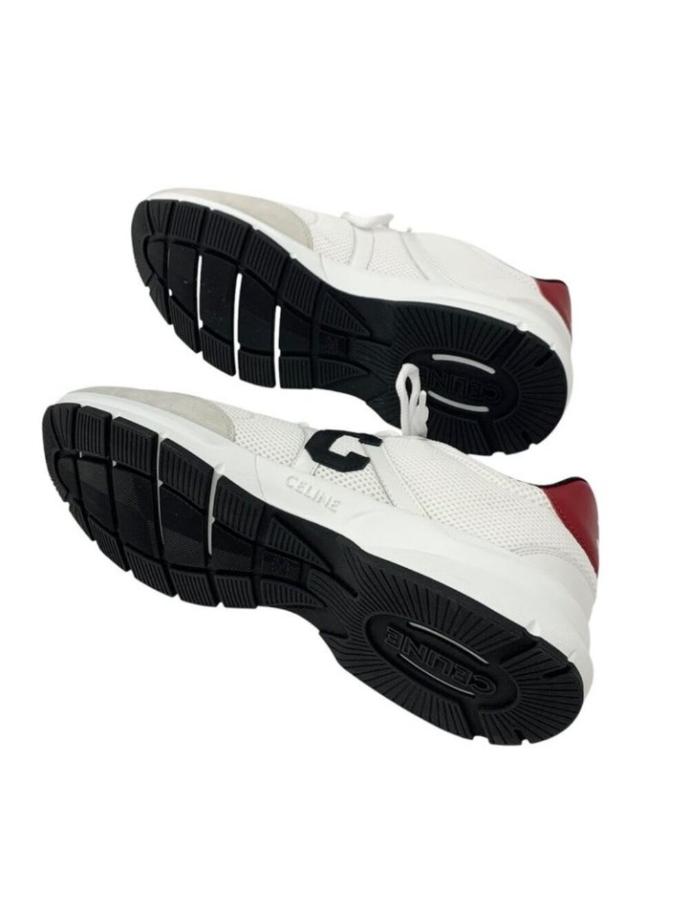 Celine Cr-02 Sneakers Shoes Mesh Leather Suede White Red Triomphe Logo - Picture 6 of 10